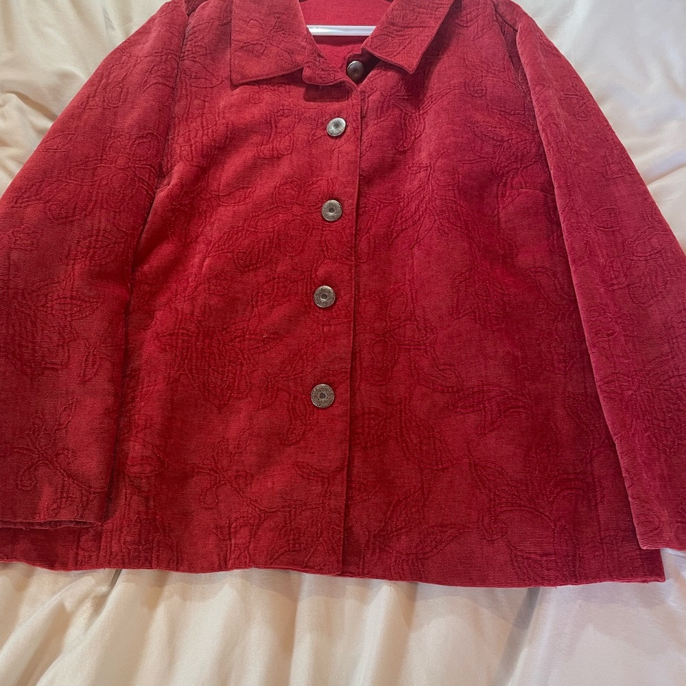 Vibrant Red Button-Up Jacket - Picture 3 of 7
